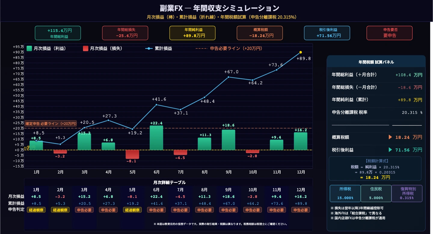 副業FXの収支シミュレーション図